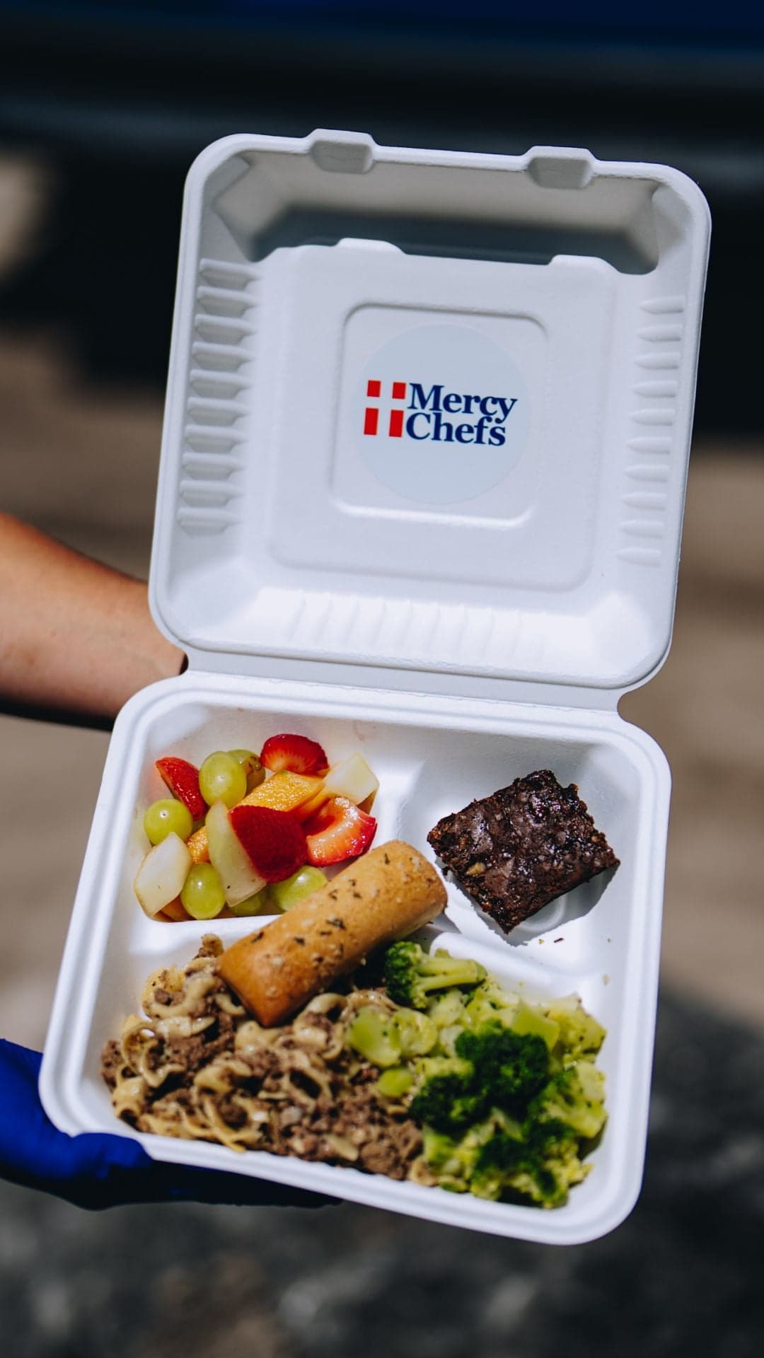 A warm meal prepared by Mercy Chef's culinary team.
