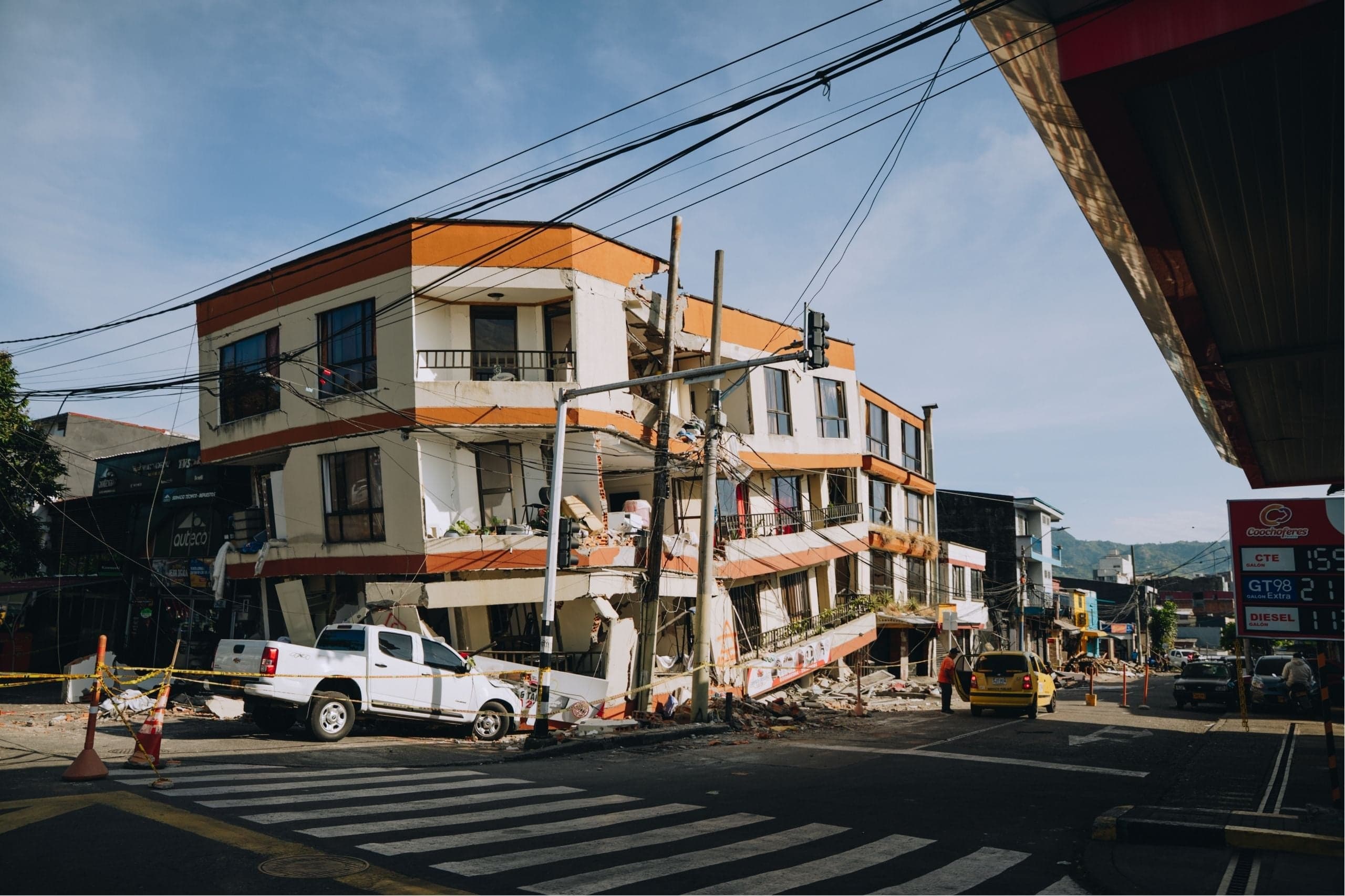 A collapsed building in Colombia